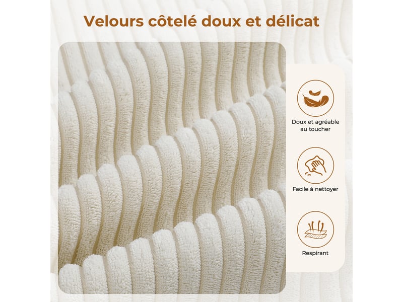  Canapé d'angle gauche modulaire 3 places compressé en velours côtelé,mousse haute densité,sans assemblage,canapé de salon,270x152x59cm,beige 270x152x59CM - Conforama D