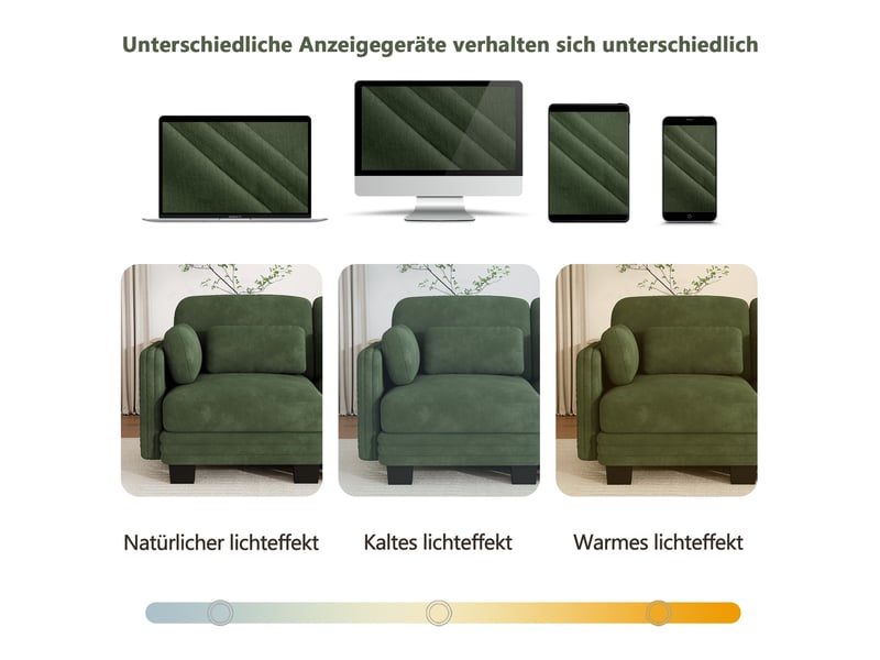  Canapé d’angle modulable 2 places 176 x 143 x 88 cm avec 1 pouf, coussins lombaires et coussins d’accoudoir, tissu chenille, vert Morn Vibe - Conforama D