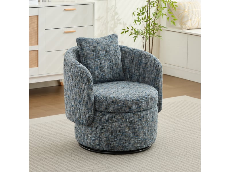  Fauteuil pivotant ulevr 360° avec rangement caché 72 x 66,5 x 76 cm en chenille bleu  - Conforama D