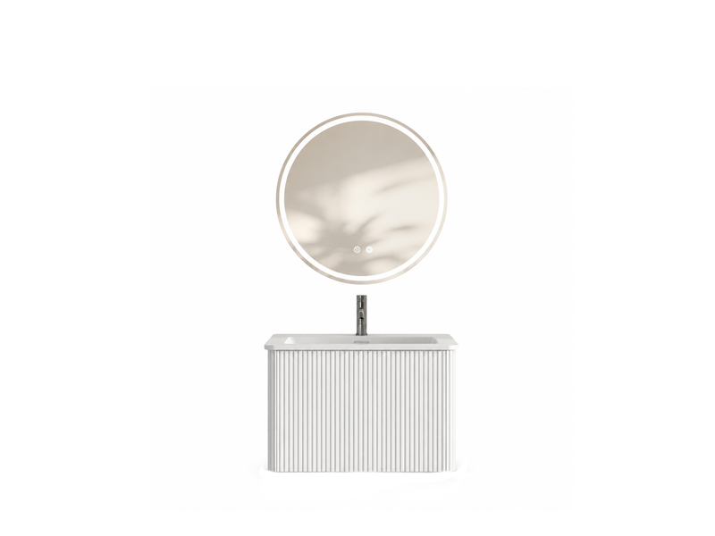  Ensemble meuble salle de bain avec miroir led, meuble vasque suspendu 60 cm, 1 tiroir prémonté  - Conforama A