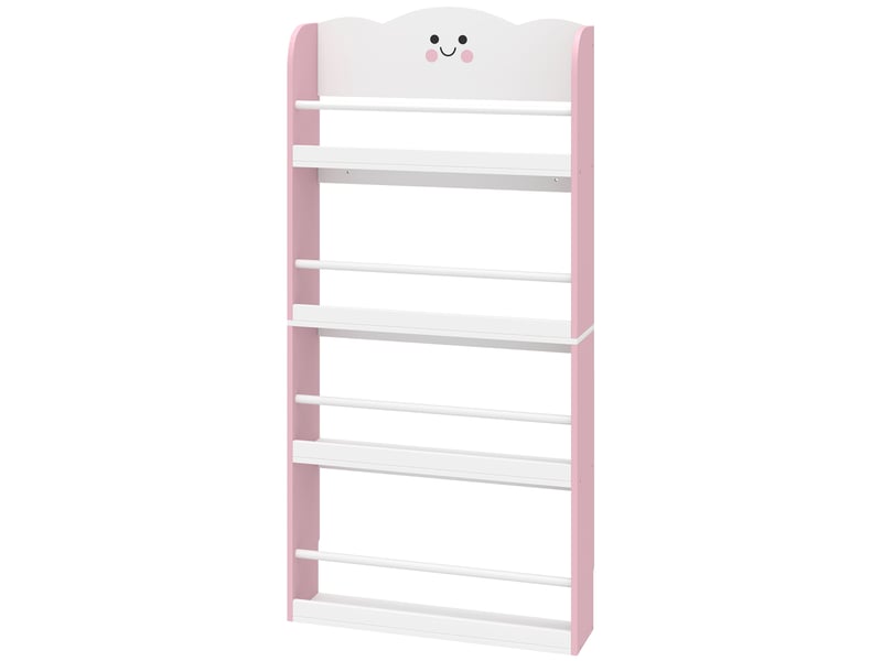  Bibliothèque murale pour enfant, rangement livre enfant 4 niveaux en thème barbe à papa, 60x12x108cm, rose  - Conforama B