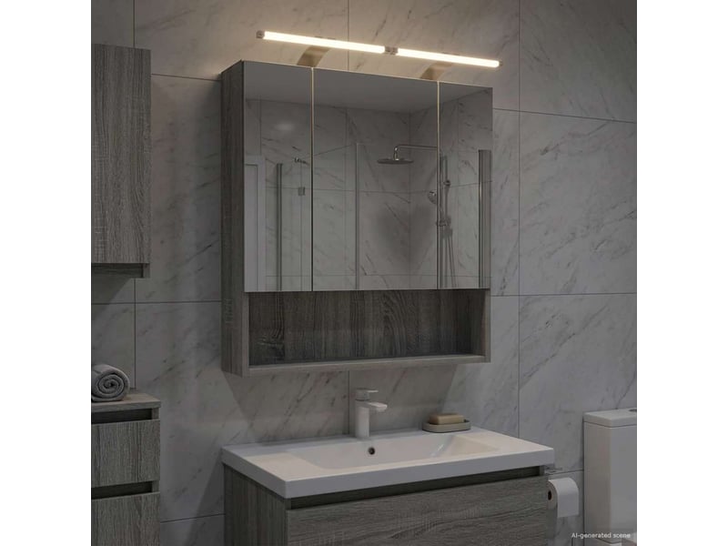 Armoire miroir de salle de bain, cabinet de salle de bain gris sonoma 60 x 14.5 x 70 cm cf65170 - Conforama B