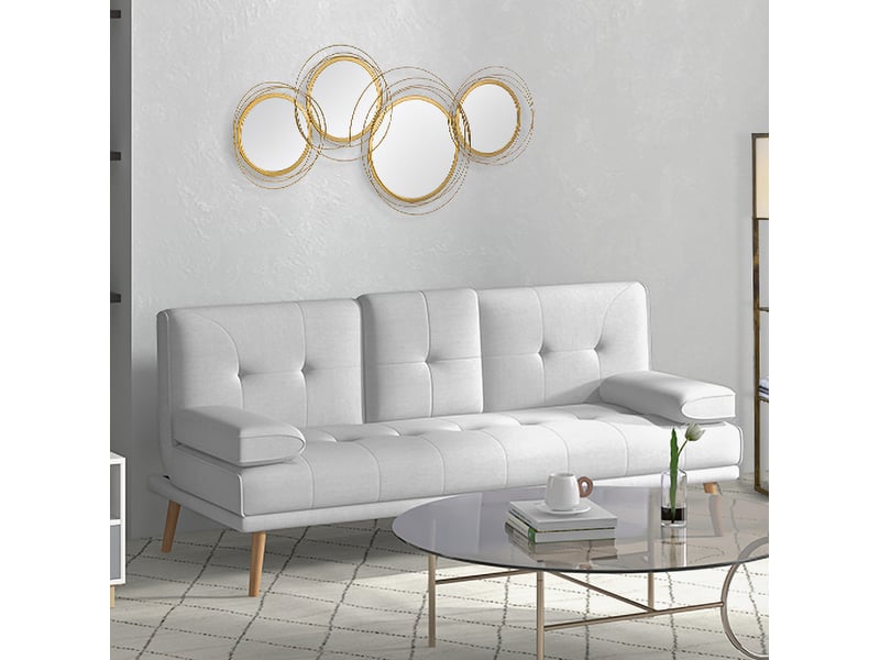  Ensemble de 4 miroirs muraux ronds 107x56 cm métal doré  - Conforama C