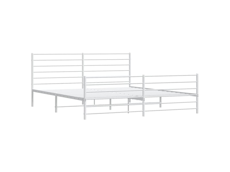  Lit double- lit adulte -  cadre de lit métal sans matelas et pied de lit blanc 200x200 cm  - Conforama B