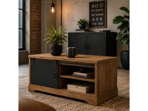 Table basse rectangulaire coloris bois foncé <strong>JLC KREATION</strong> <strong></strong> - 60 cmx120 cm