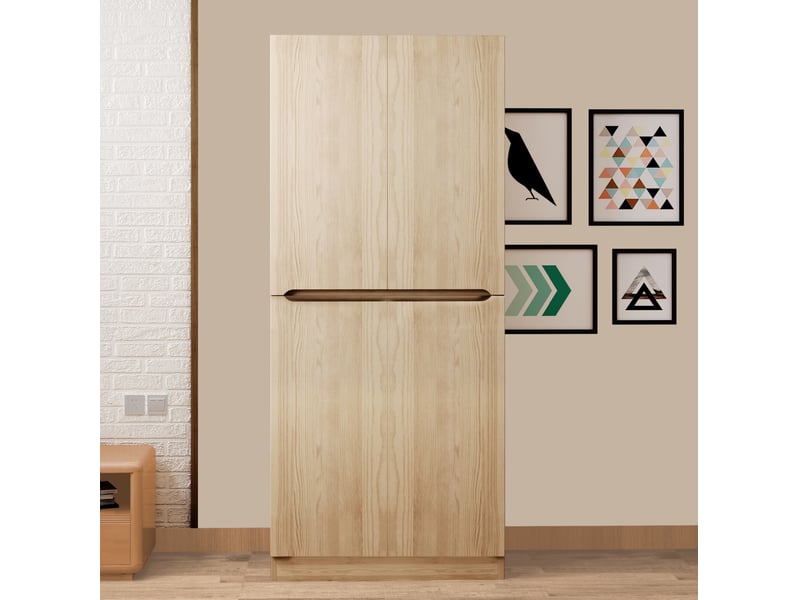  Armoire dressing 70 x 40 x 170 cm – bois clair – double porte, penderie et rangements fonctionnels  - Conforama B