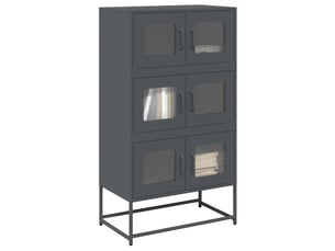 Buffet haut - bahut - meuble de rangement anthracite 68x39x123 cm acier