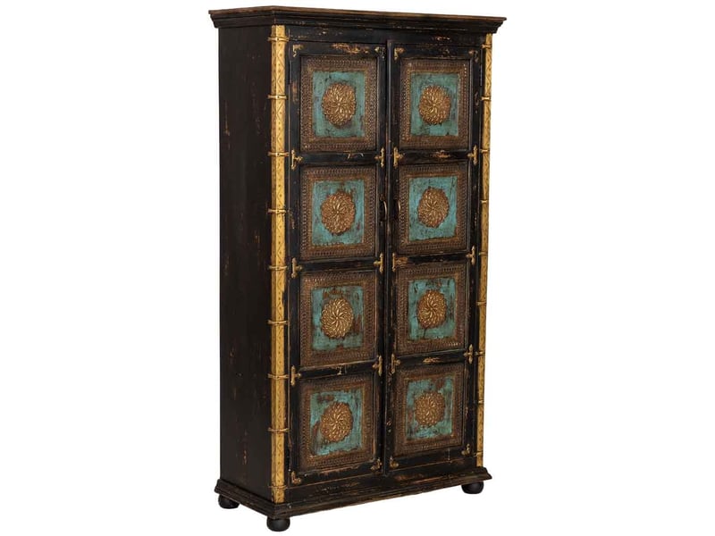  Armoire artisanale en bois noir 102x44x183h cm  - Conforama A