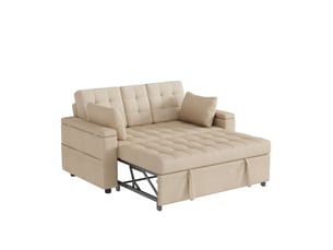 Canapé-lit modenvie 2 places convertible beige dossier réglable rangement 159 x 142,5 x 92 cm