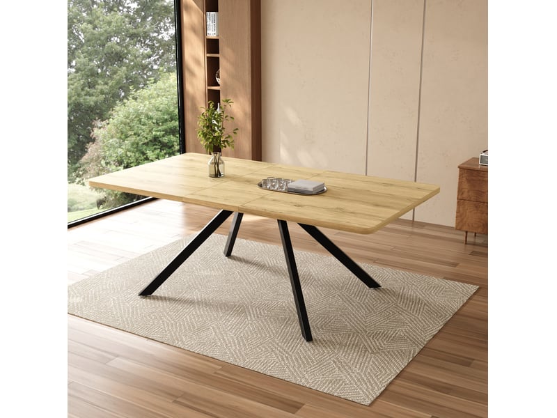  Table à manger extensible rectangulaire 160200240x90 cm 6-10 personnes charge 100 kg mdf chêne clair  - Conforama E