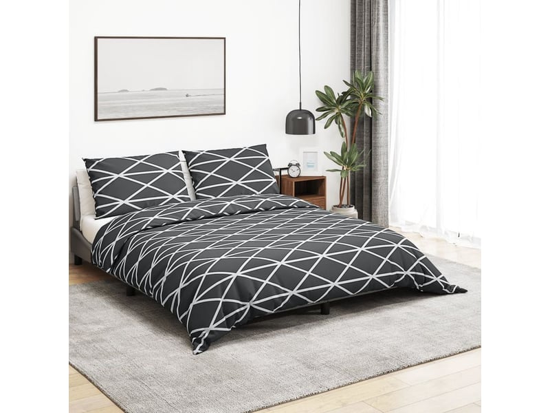  Ensemble housse de couette 260 x 240 cm en coton gris, 2 taies d’oreiller 65 x 65 cm - pangivo  - Conforama A