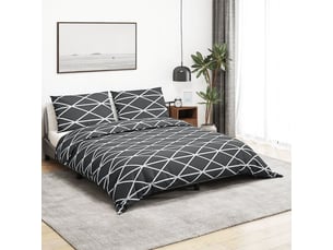 Ensemble housse de couette 260 x 240 cm en coton gris, 2 taies d’oreiller 65 x 65 cm - pangivo