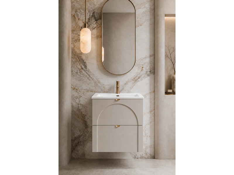  Meuble sous-vasque suspendu aura 60 cm cachemire mat k  - Conforama B
