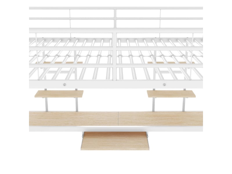  Lit mezzanine métal blanc 140x200 cm - bureau intégré, étagères et gain de place  - Conforama E