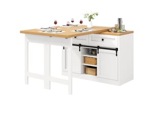 Meuble de rangement de cuisine pivotant à 360° avec 2 portes coulissantes, 2 tiroirs et étagères réglables pour cuisine et salle à manger, 120 × 40 × 72 cm