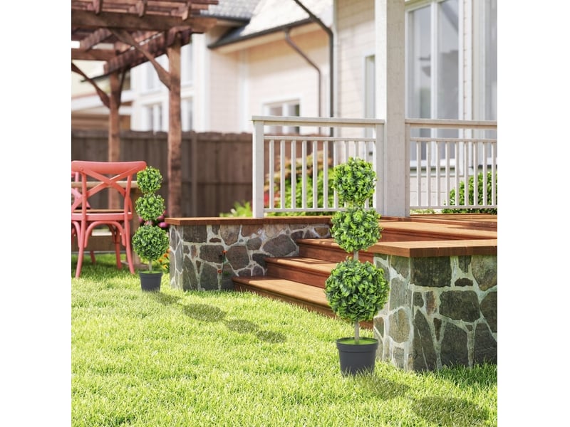 Arbres artificiels en pot 100 cm – vert – lot de 2, feuillage résistant aux uv pour intérieur et extérieur  - Conforama B