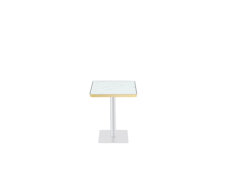  Table de salle à manger carrée pour 2 à 4 personnes avec piètement métal, effet marbre blanc, 60 × 60 × 74 cm  - Conforama A