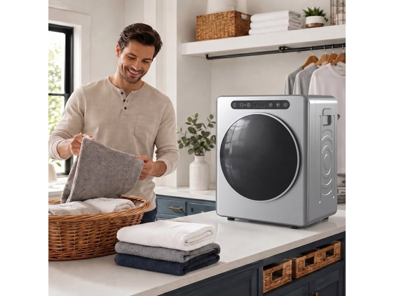 Sèche-linge à évacuation frontal 5 kg 49 x 43 x 61 cm – argent – tambour inox, minuterie et sécurité enfant - Conforama B