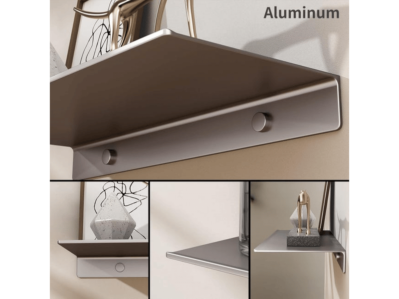  Étagère murale en métal, petite étagère flottante, étagère murale de salle de bain, présentoir de 30 cm, grise  - Conforama A