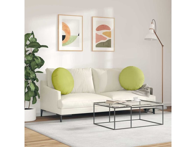  Lot de 2 coussins de siège, coussins décoratifs tissu vert clair ø50 x 19 cm cf59870  - Conforama D