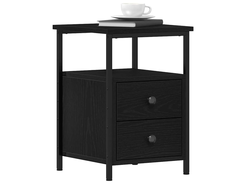  Tables de chevet 2 pièces chêne noir 34 x 35,5 x 50 cm bois d'ingénierie  - Conforama D