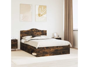 Lit adulte, lit double, cadre de lit chêne fumé 140x200cm pin massif cf5908