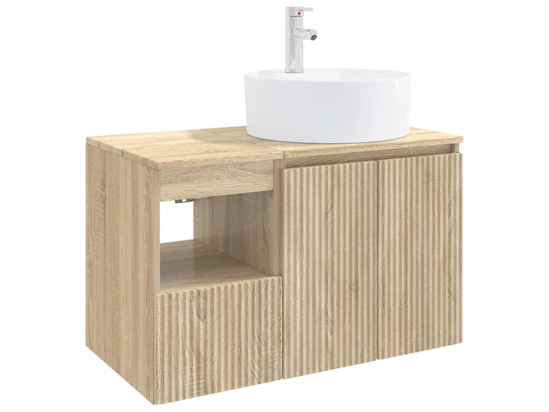  Ensemble de mobilier de salle de bain 2 pc chêne sonoma cf64133  - Conforama A