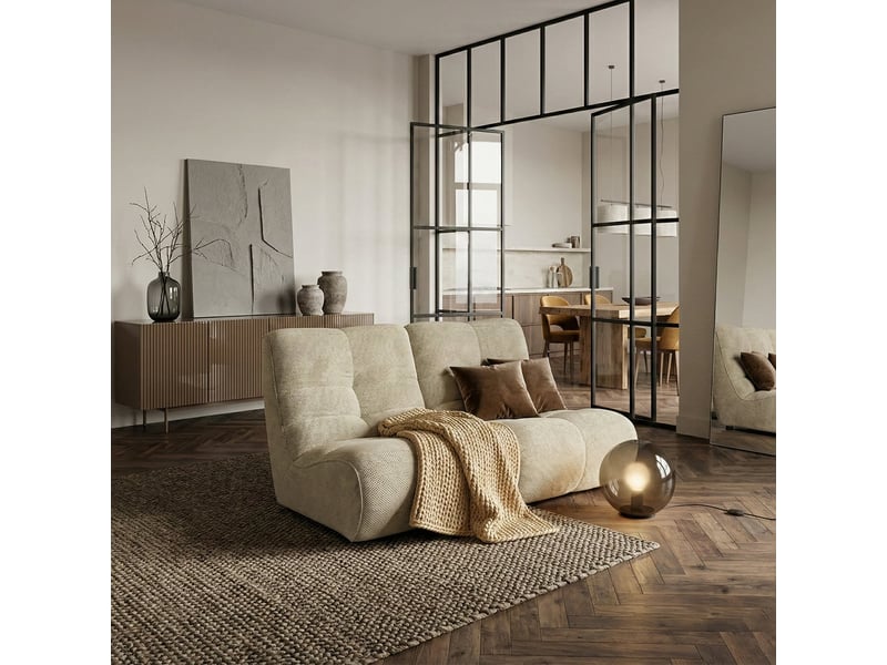 Canapé modulaire 2 places en velours doux design gardena - beige  - Conforama B