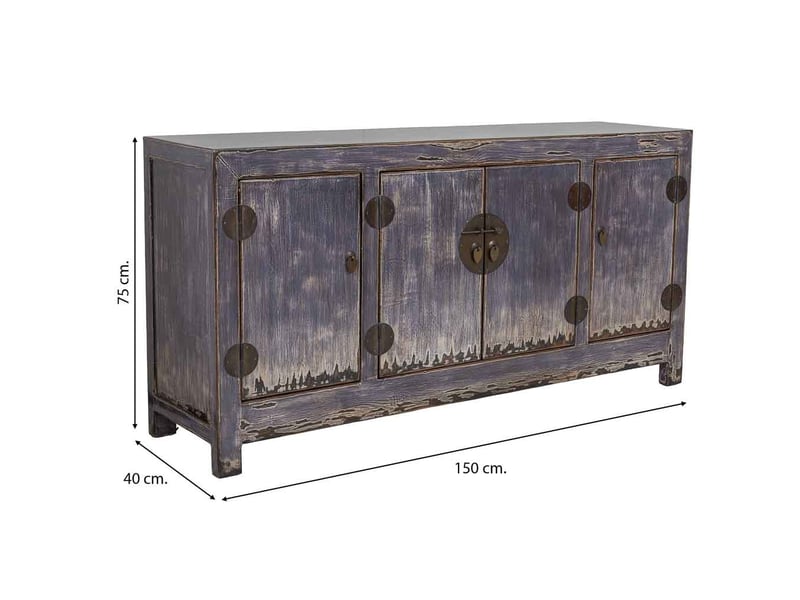  Buffet bleu en bois 150x40x75 cm h  - Conforama C