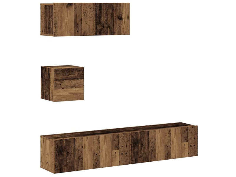  Ensemble de meuble tv - banc tv - meuble de rangement mural 4 pcs vieux bois bois d'ingénierie  - Conforama A