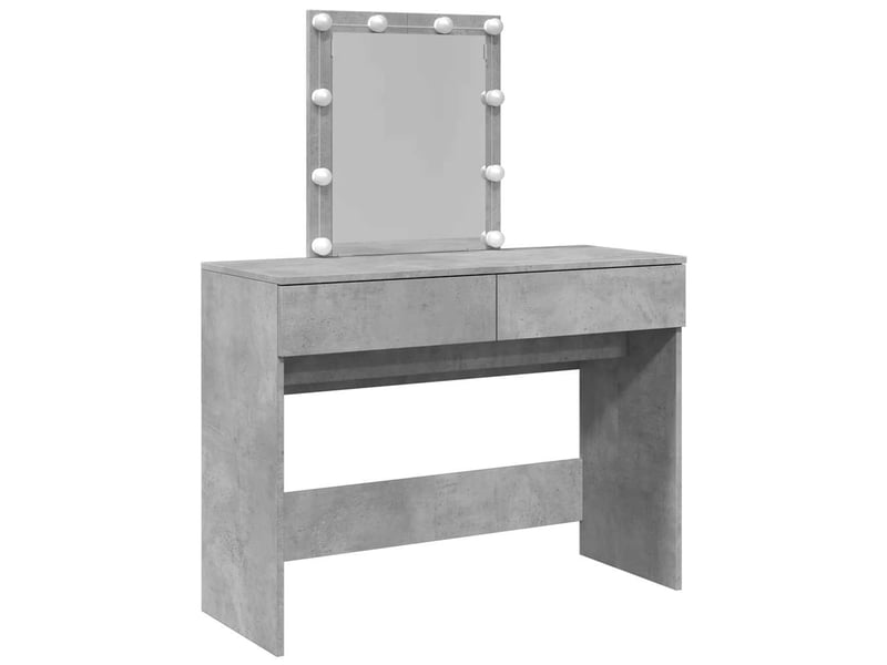  Coiffeuse, table de maquillage avec led gris béton 100x40x130 cm shl29609  - Conforama A