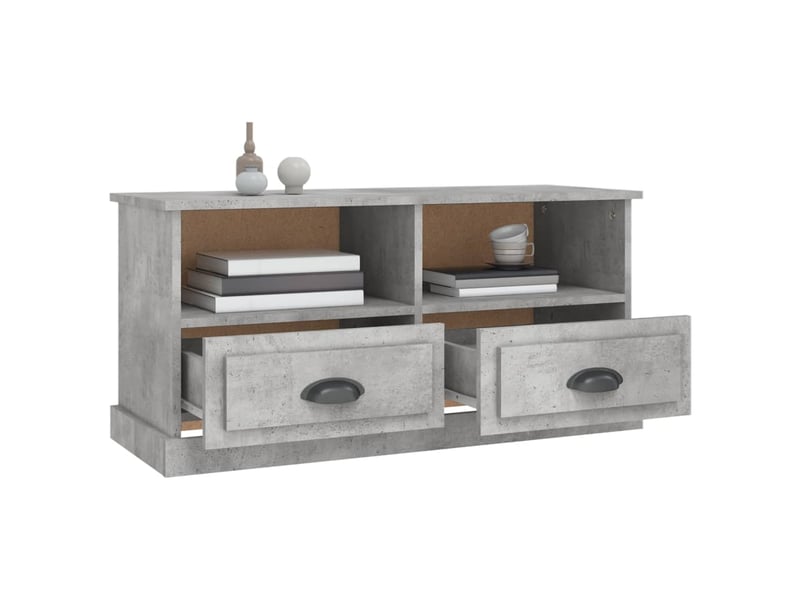  Meuble tv - banc tv - meuble de rangement gris béton 93x35,5x45 cm bois d'ingénierie  - Conforama E