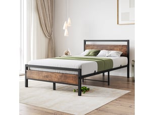 Lit avec rangement 120x200cm <strong>OKMYHOME</strong>  <strong></strong> coloris marron