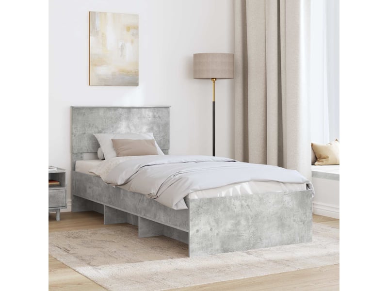  Lit simple- lit adulte -  cadre de lit gris béton 80 x 200 cm bois d'ingénierie  - Conforama B