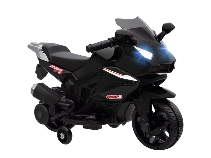  Moto électrique pour enfants, klaxon, phare, fonction musique, 2,5 kmh, noire  - Conforama A