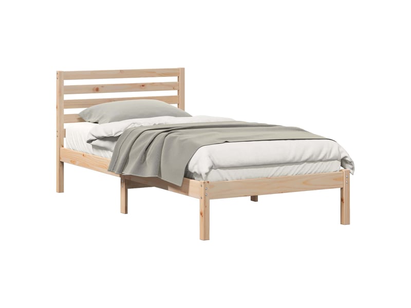  Lit simple- lit adulte -  cadre de lit avec tête de lit marron 80 x 200 cm pin massif  - Conforama A