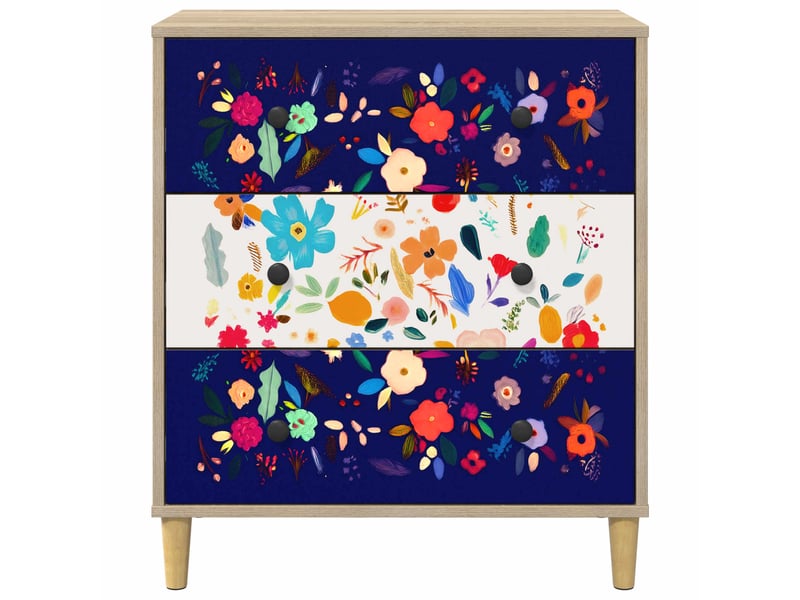  Commode chambre, meuble de rangement mainz imprimé floral 66 x 36,5 x 75 cm sonoma  - Conforama E