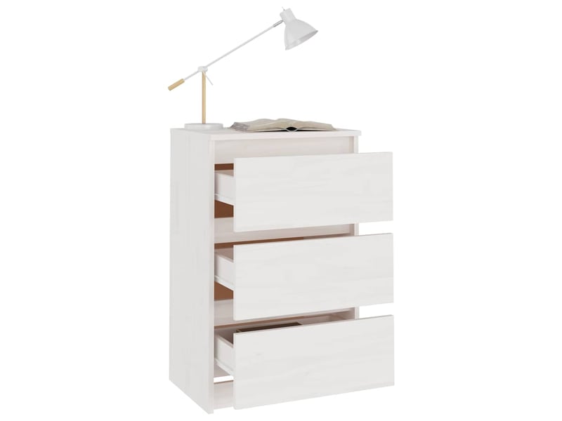  Lot de 2 tables de chevet - cabinet de chevet - table de nuit blanc 40x29,5x64 cm bois de pin solide  - Conforama B