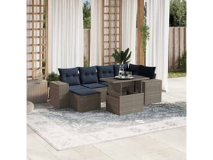 Vidaxl ensemble de canapé de jardin 7 pcs avec coussins gris résine tressée