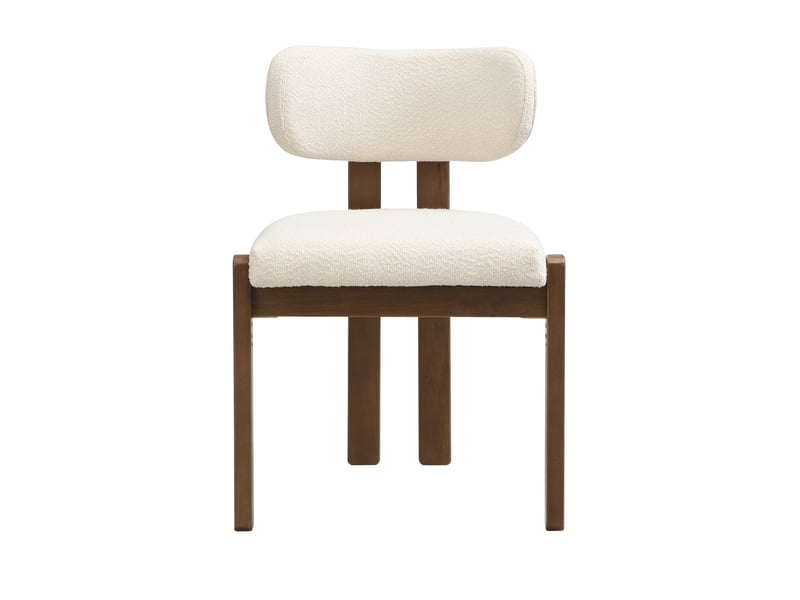 Lot de 2 chaises de salle à manger 54x54x79 cm en bouclé beige et noyer - Conforama D
