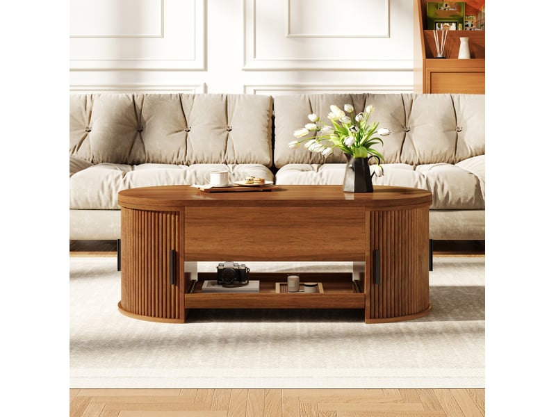  Table basse 110x55x55 cm relevable avec rangement coloris noyer  - Conforama B