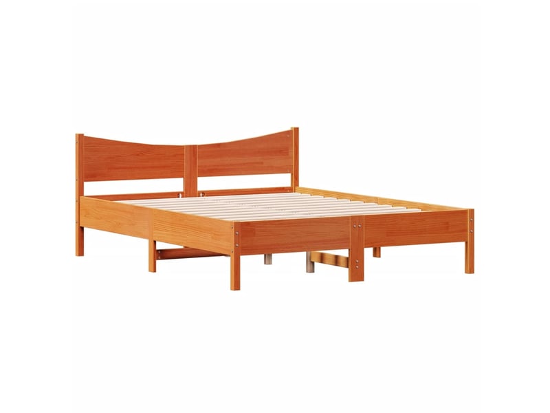  Lit double- lit adulte -  cadre de lit sans matelas  marron 160x200cm bois pin massif  - Conforama B