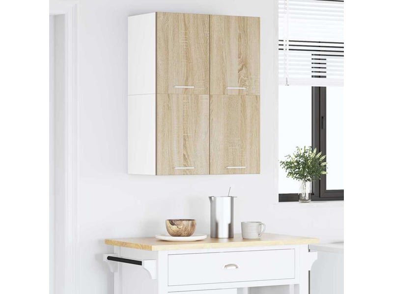  Armoire suspendue 2 pcs chêne sonoma et blanc bois d'ingénierie shl271  - Conforama D