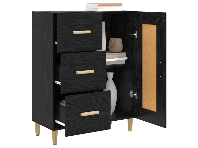  Buffet - bahut - meuble de rangement chêne noir 69,5 x 34 x 90 cm bois d'ingénierie  - Conforama C