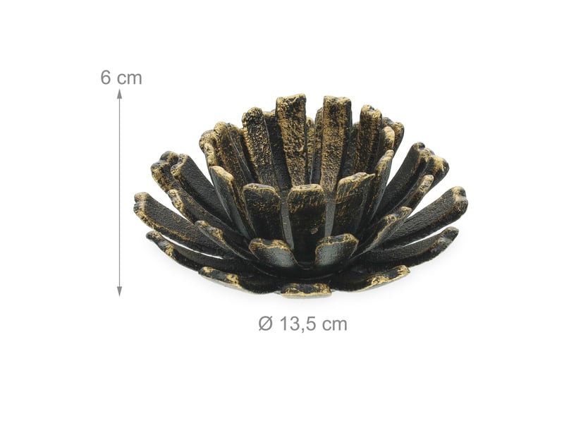  Lot de 2 bougeoirs en forme de fleur pour décoration jardin extérieur ambiance zen 6 x 13,5 cm en fonte noir 13_0012197  - Conforama B
