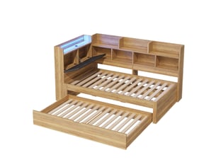 Lit avec rangement 90x200 cm CHICFURN coloris naturel
