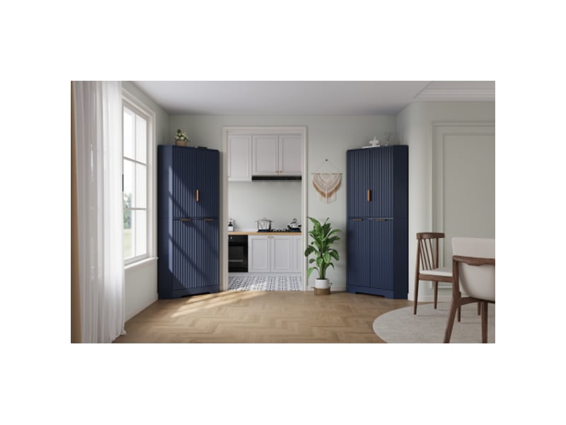 Meuble d’angle à 4 portes, étagères réglables – rangement cuisinesalle à mangersalon, 60×60×172 cm - Conforama D