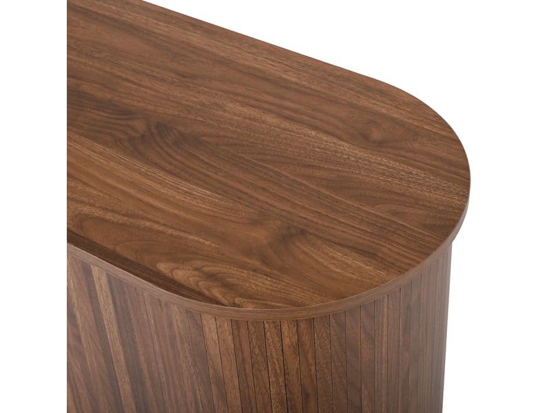  Buffet bas 140x40x79,5 cm noyer mdf, 2 portes coulissantes, 2 tiroirs et étagères réglables, rangement modulable  - Conforama E