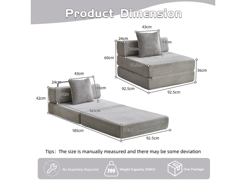  Canapé convertible, canapé-lit, 1 place, en velours tricoté, gris clair, pour salon, mobilier pour espace de vie, chambre  - Conforama C