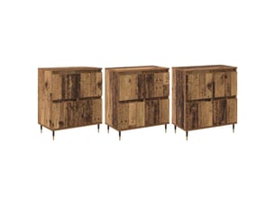 Lot de 3 cabinets de rangement rectangulaires modernes 60 x 35 x 70 cm grand espace de stockage finition épurée en bois ancien 02_0056037